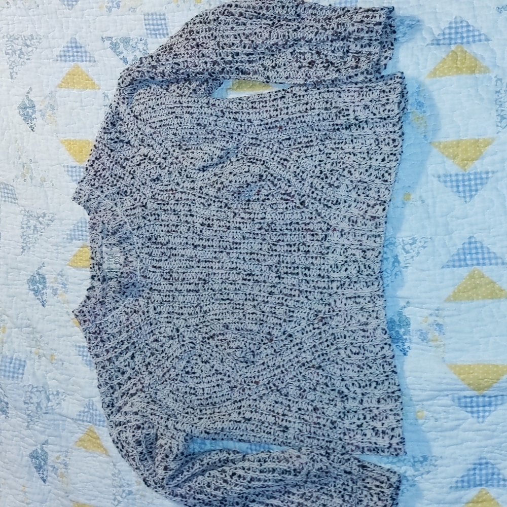 Soft crop sweater knit white black and purple